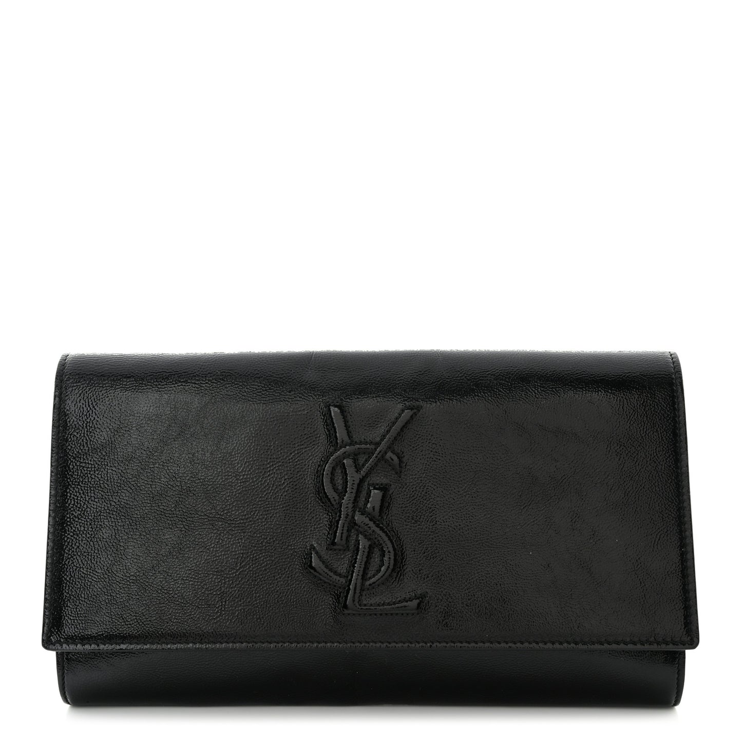 Textured Patent Monogram Large Belle De Jour Clutch Black
