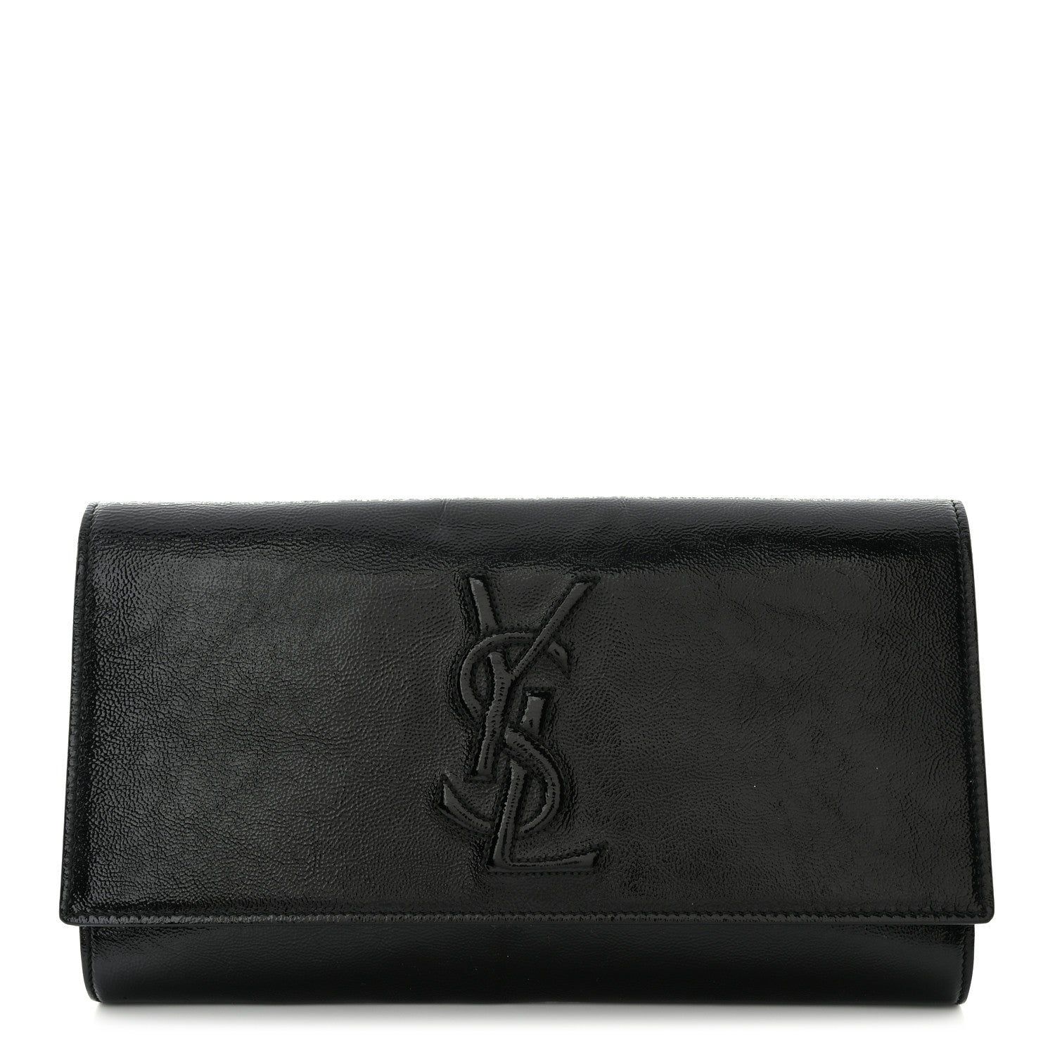 Saint Laurent Textured Patent Monogram Large Belle De Jour Clutch Black 1 of 11