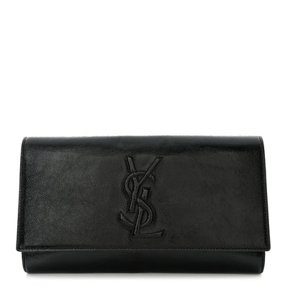 Saint Laurent Textured Patent Monogram Large Belle De Jour Clutch Black 1 of 11