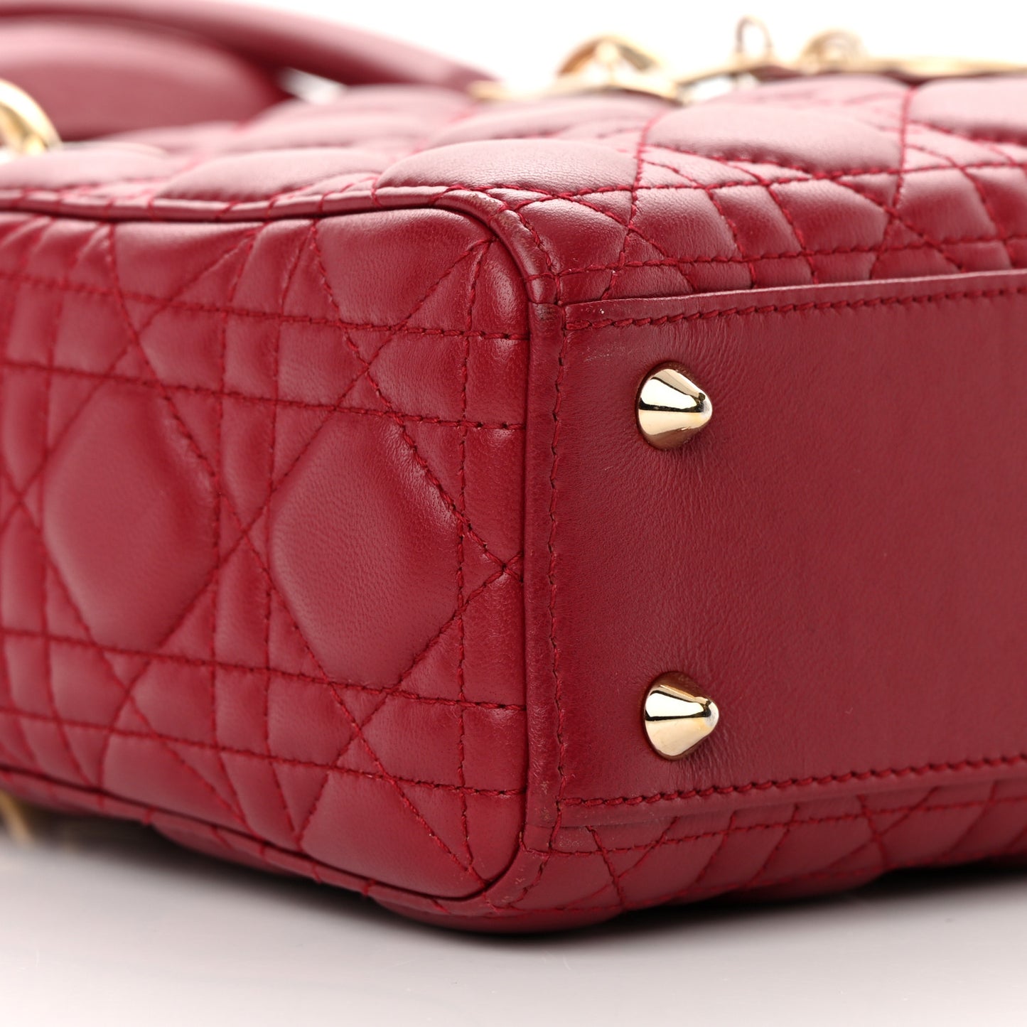 Lambskin Cannage Small Lucky Badges My Lady Dior Red