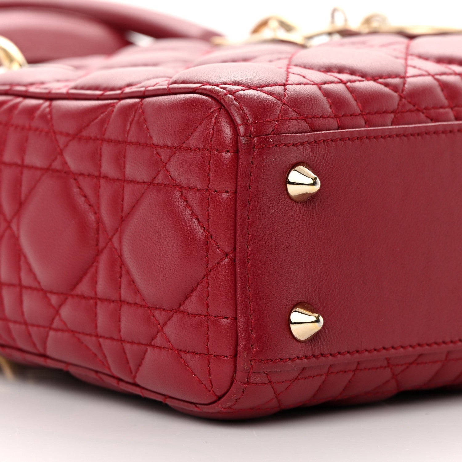 Christian Dior Lambskin Cannage Small Lucky Badges My Lady Dior Red 10 of 17