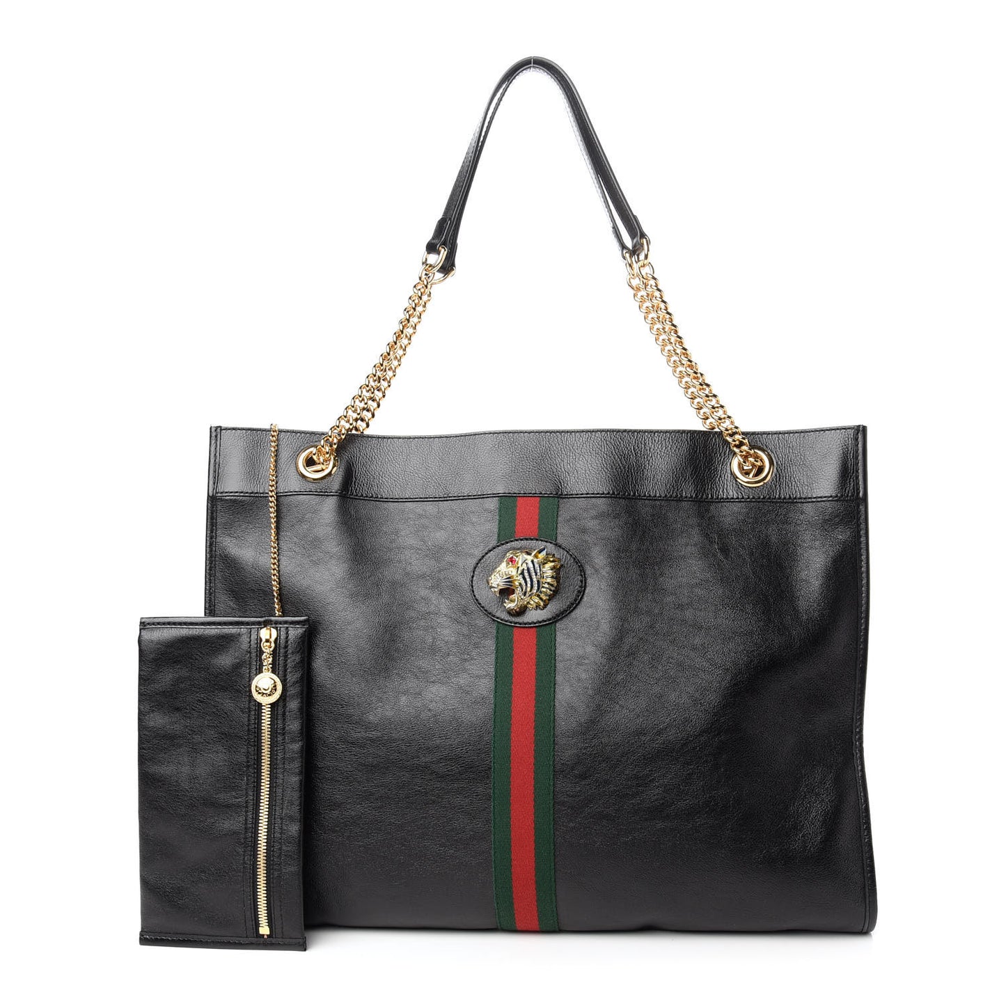 Calfskin Large Rajah Chain Tote Black