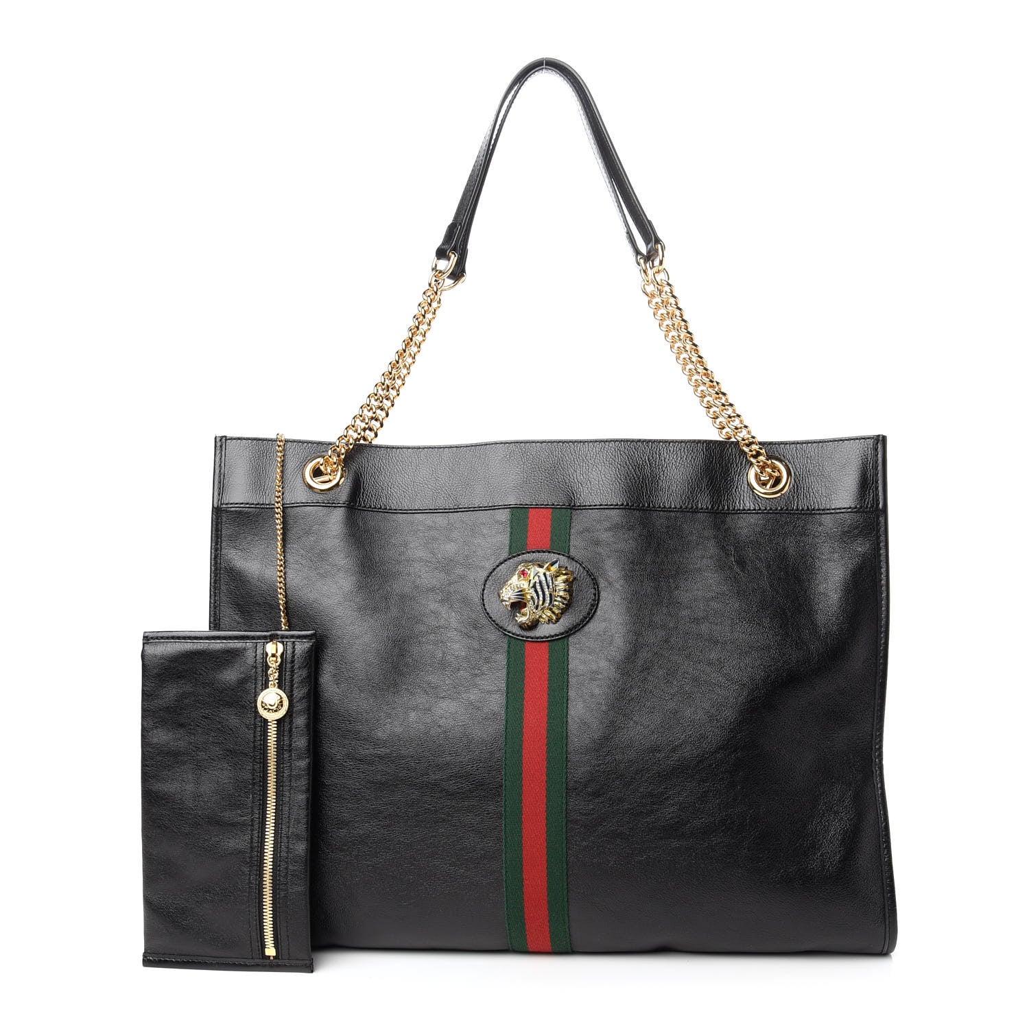 Gucci Calfskin Large Rajah Chain Tote Black 1 of 10