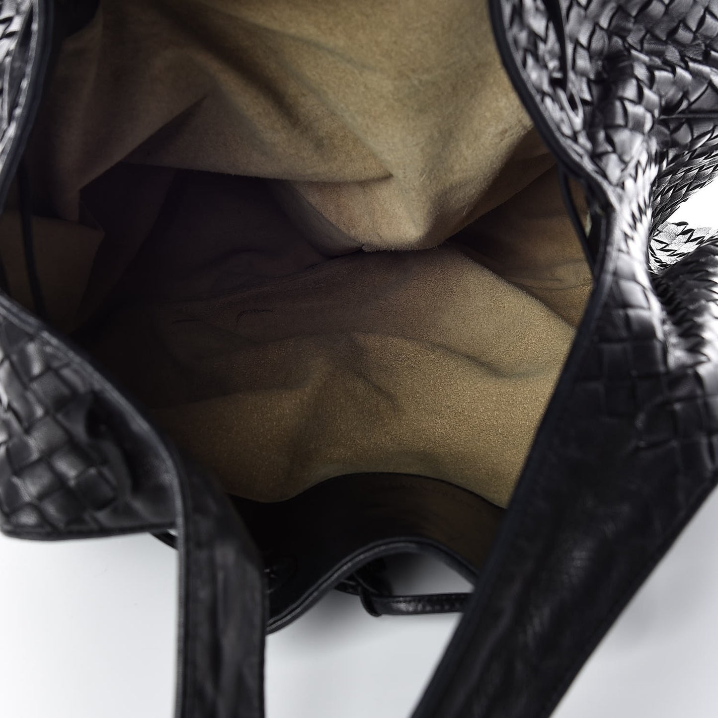 Nappa Intrecciato Drawstring Hobo Bag Black