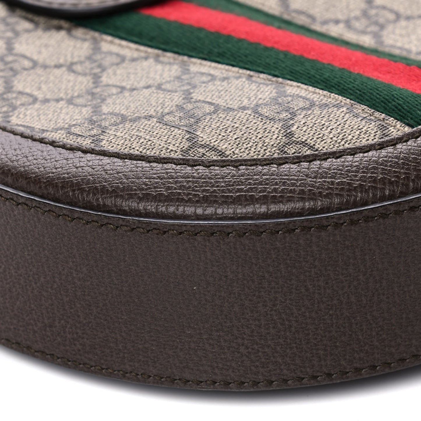 GG Supreme Monogram Web Mini Ophidia Round Shoulder Bag Brown