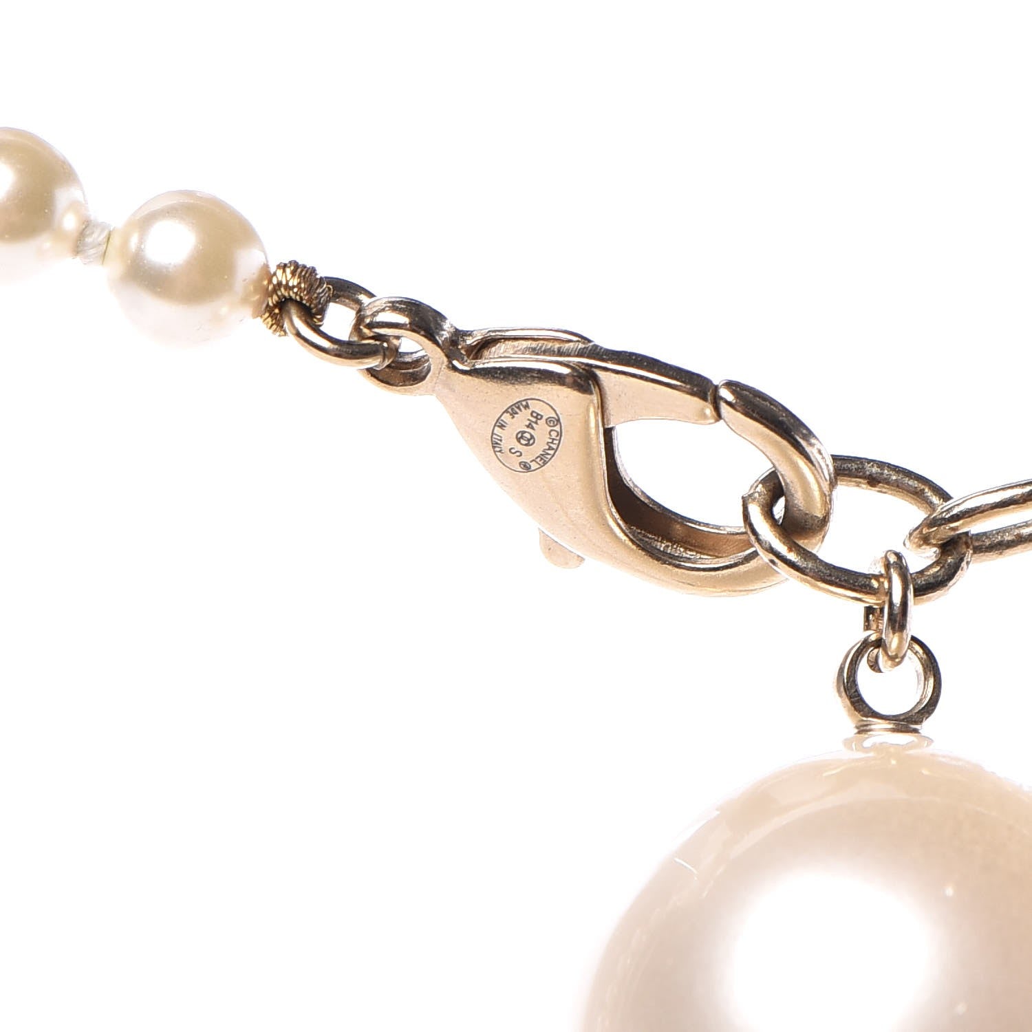 Chanel Graduated Pearl CC Long Necklace Light Gold 5 of 5