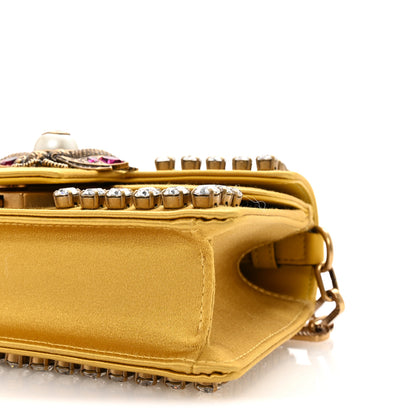 Gucci Satin Crystal Mini Bee Broadway Shoulder Bag Gold 10 of 11