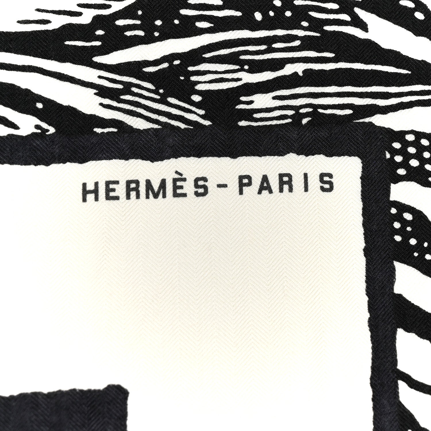 Hermes Cashmere Silk Cavaliere En Formes Shawl 140 White Black Kaki 4 of 5