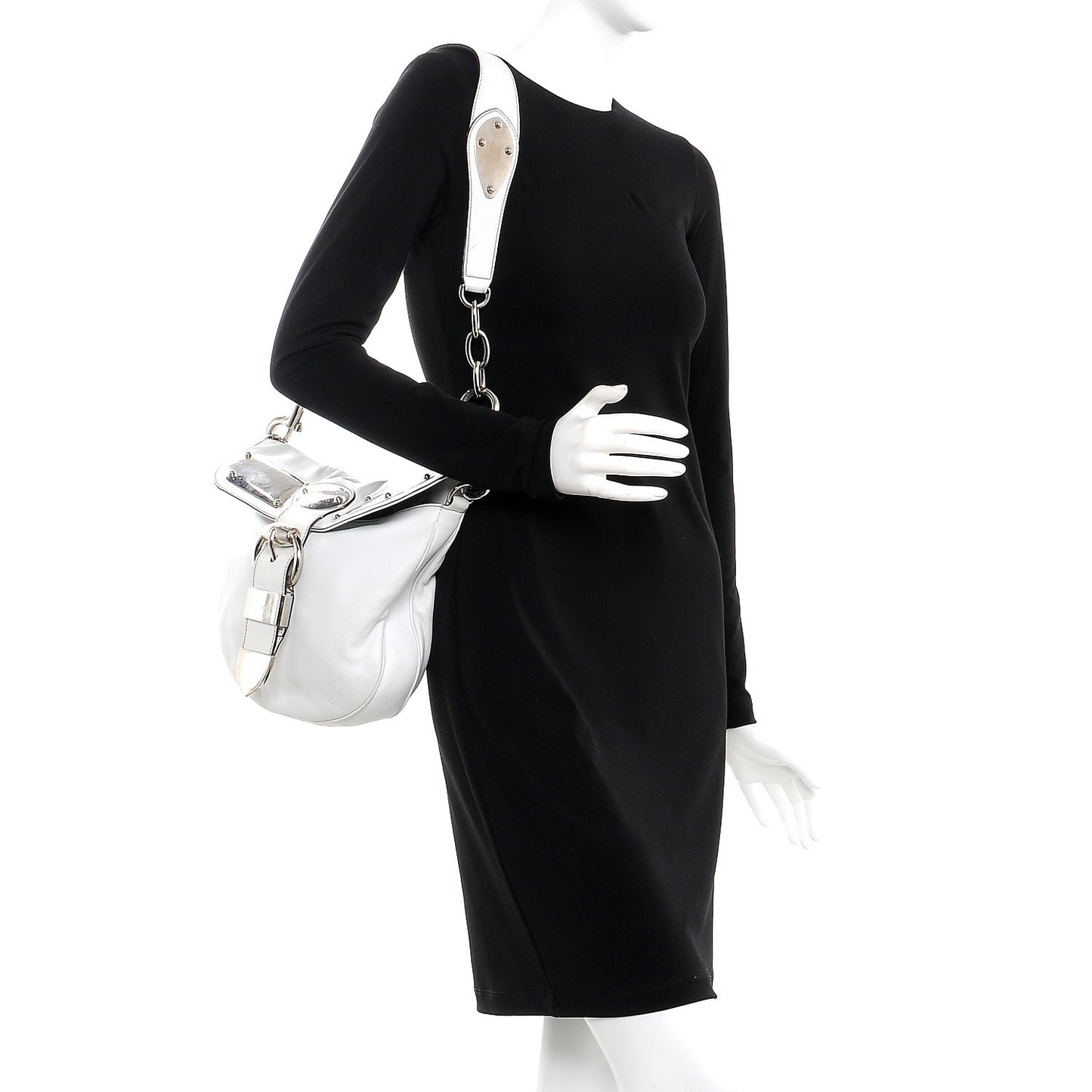 Calfskin Romy Shoulder Bag Hobo White