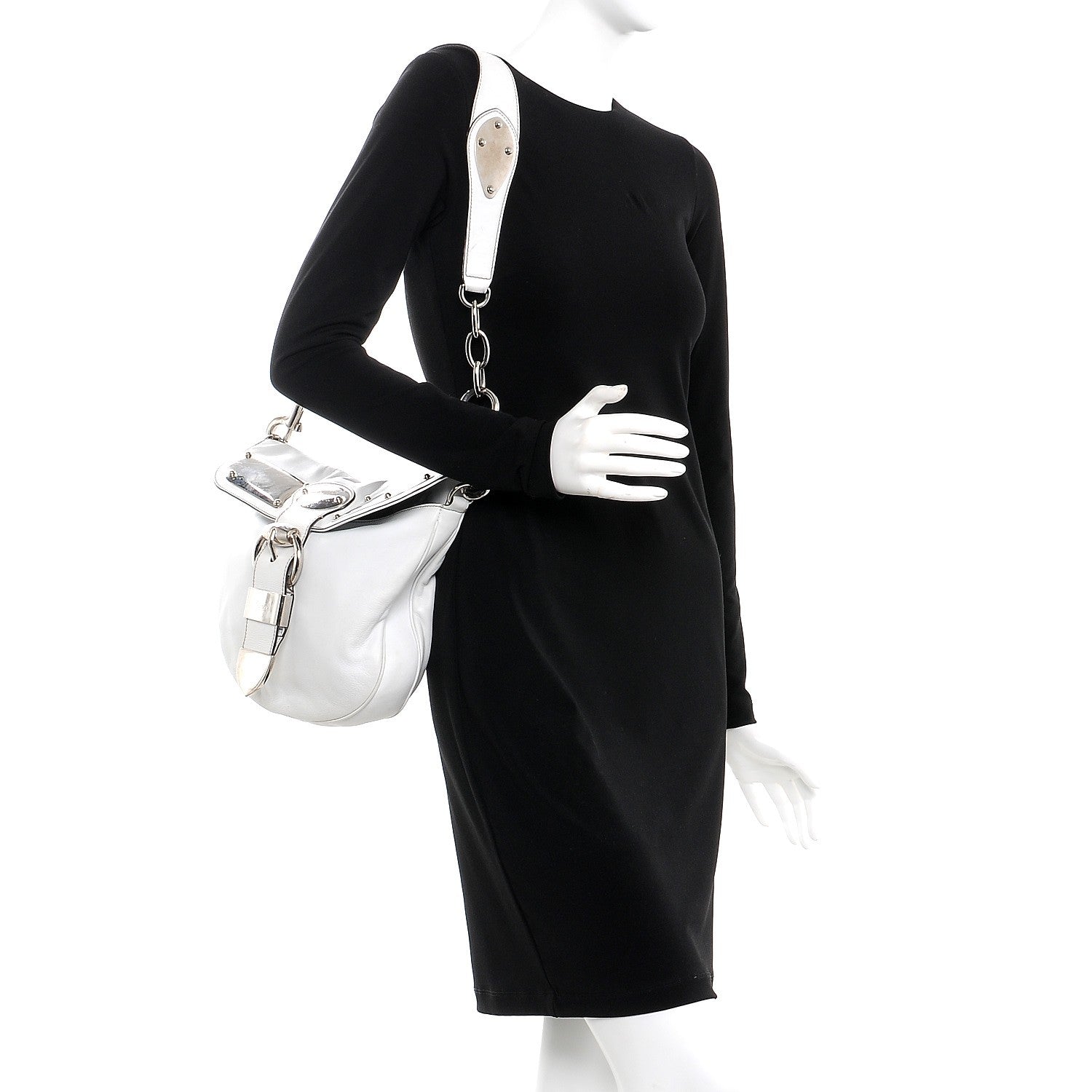 Gucci Calfskin Romy Shoulder Bag Hobo White 2 of 10