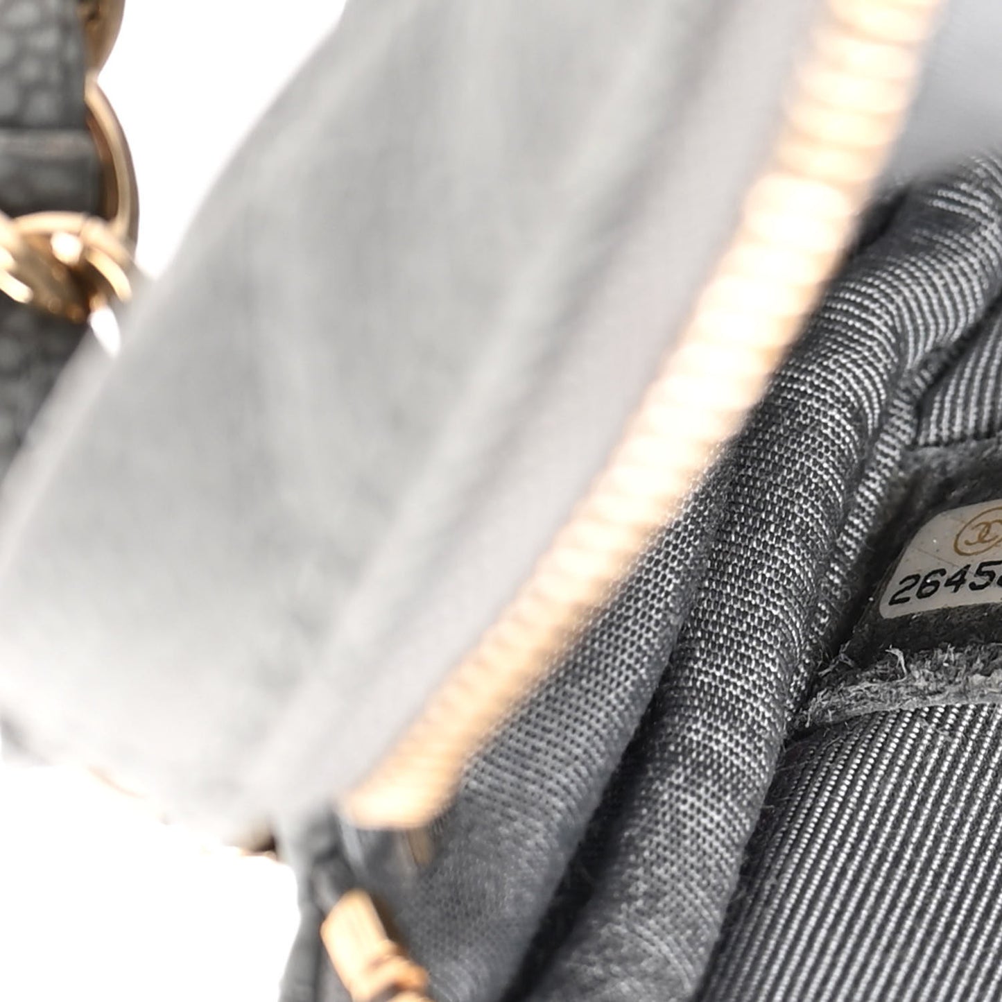 Caviar Quilted Mini Coco Tassel Camera Case Grey