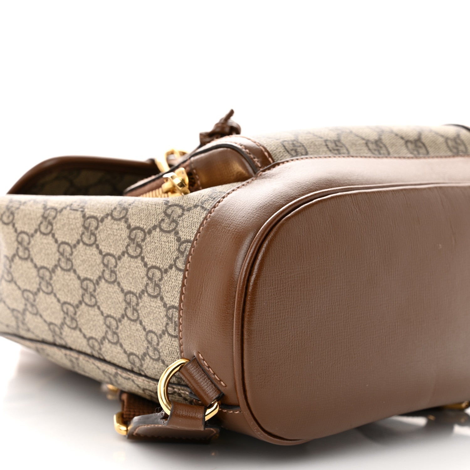 Gucci GG Supreme Monogram Azalea Calfskin Retro Interlocking G Buckle Backpack Beige Ebony Brown Sugar 8 of 9