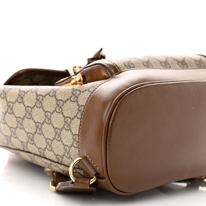 Gucci GG Supreme Monogram Azalea Calfskin Retro Interlocking G Buckle Backpack Beige Ebony Brown Sugar 8 of 9