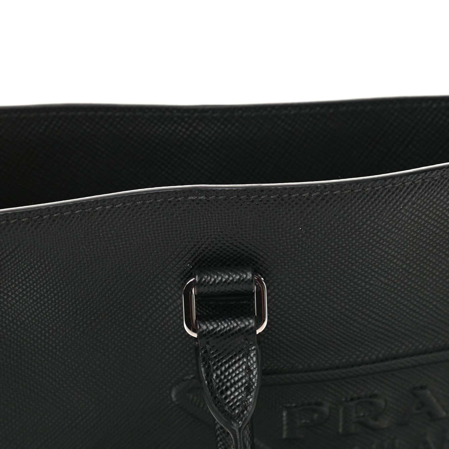 Saffiano Cuir Triangle Logo Embossed Vertical Tote Black