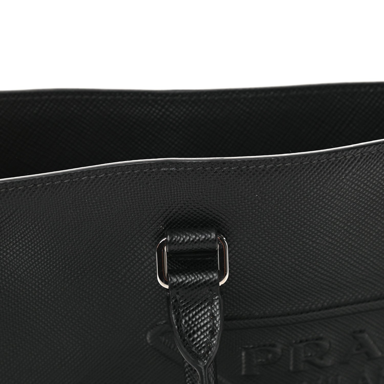 Prada Saffiano Cuir Triangle Logo Embossed Vertical Tote Black 11 of 12