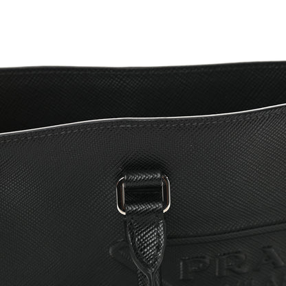 Prada Saffiano Cuir Triangle Logo Embossed Vertical Tote Black 11 of 12