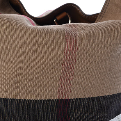 Burberry Canvas Mega Check Medium Ashby Hobo Saddle Brown 8 of 10
