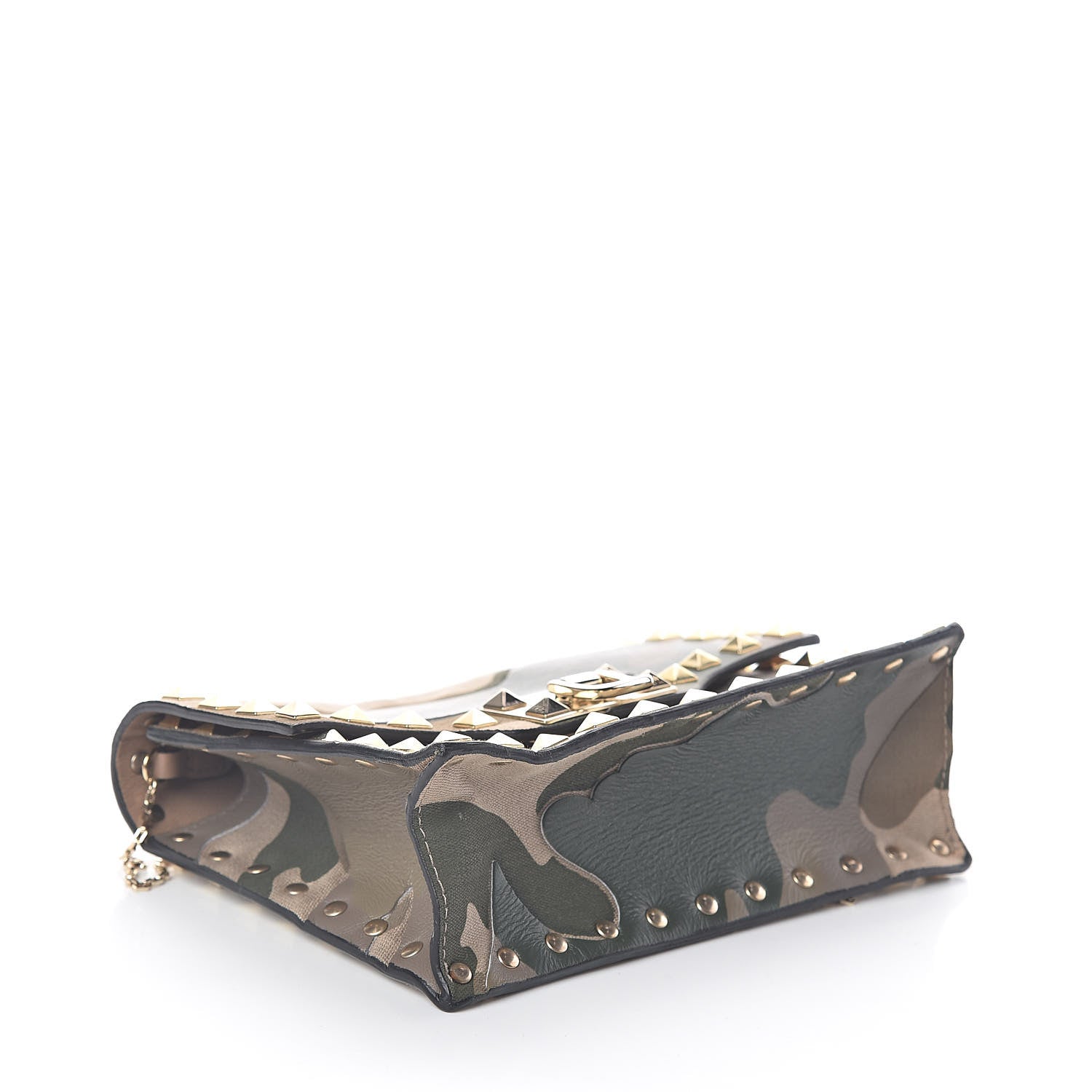 Valentino Garavani Nappa Canvas Camouflage Mini Rockstud Flip Lock Chain Crossbody Bag Safari 4 of 8