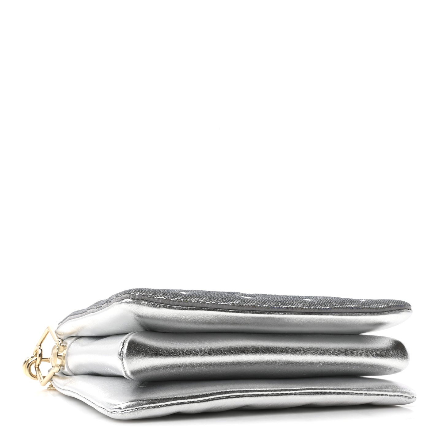 Satin Sequin Embroidered Monogram Coussin BB Silver