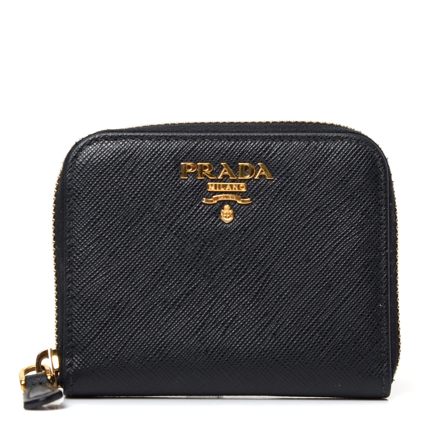 Saffiano Metal Zip Coin Purse Black