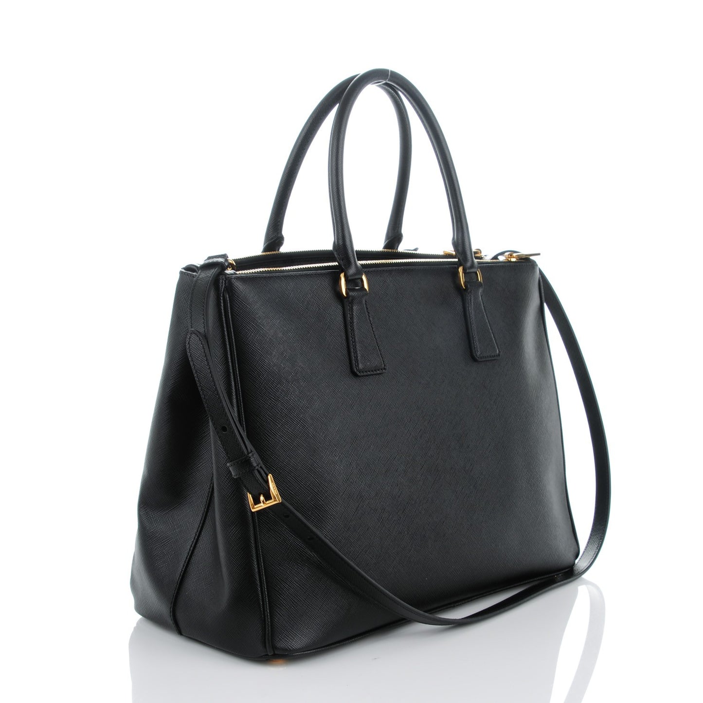 Saffiano Large Galleria Double Zip Tote Black