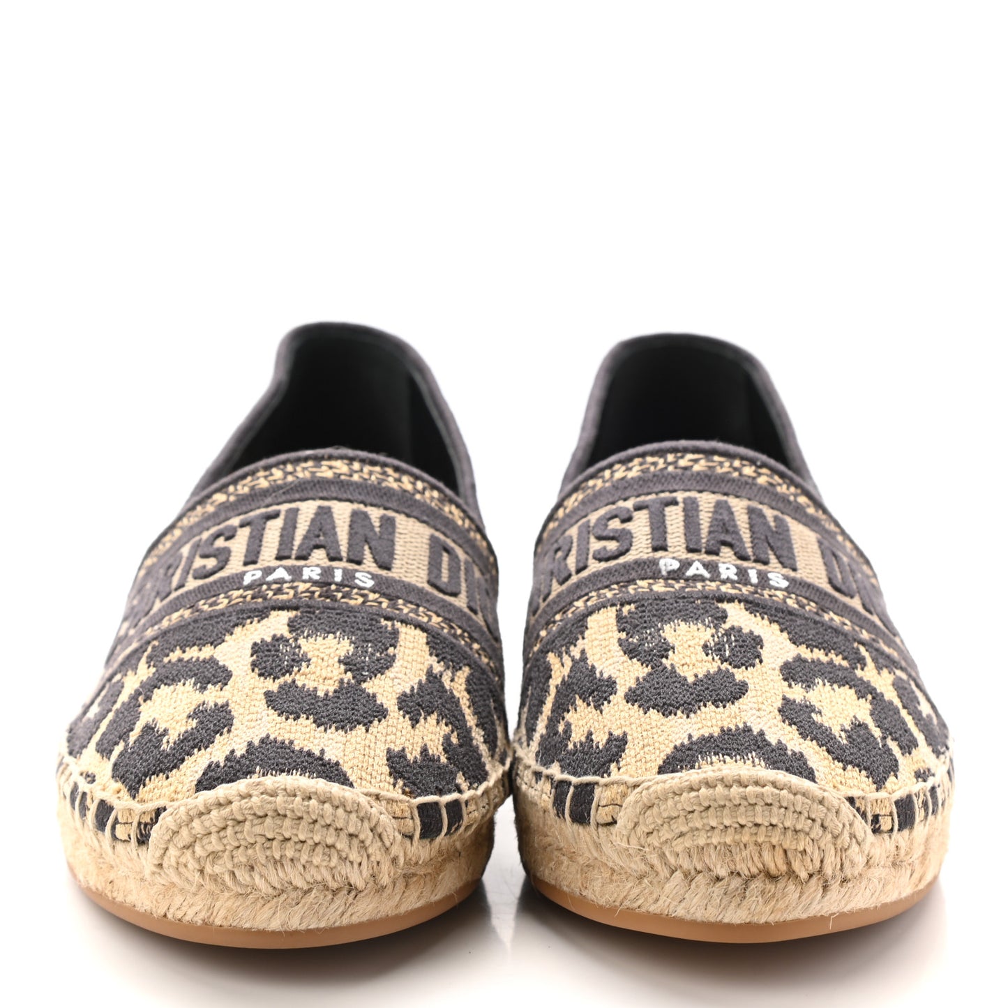 Cotton Embroidered Leopard Print Granville Espadrille 38 Natural