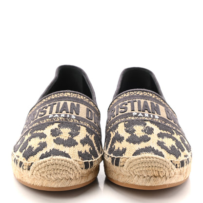 Christian Dior Cotton Embroidered Leopard Print Granville Espadrille 38 Natural 2 of 13