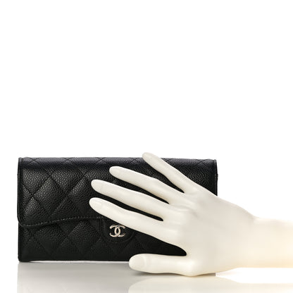 Chanel Caviar Quilted Large Gusset Flap Wallet Black 2 of 12