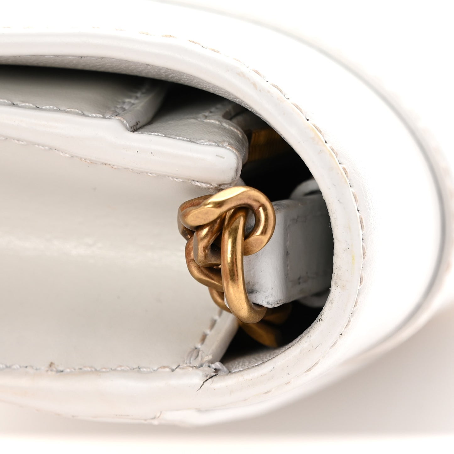 Shiny Box Calfskin Hourglass Chain Bag White