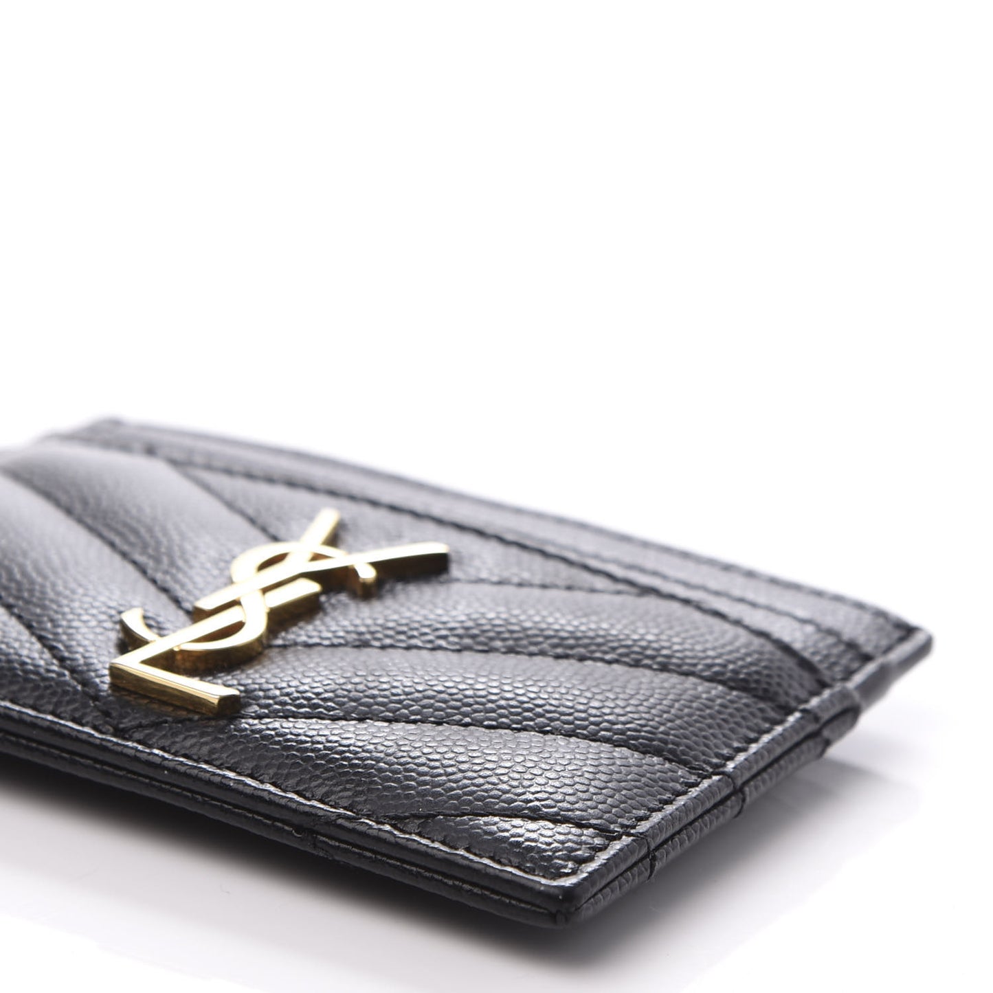 Grain De Poudre Matelasse Chevron Monogram Credit Card Case Black