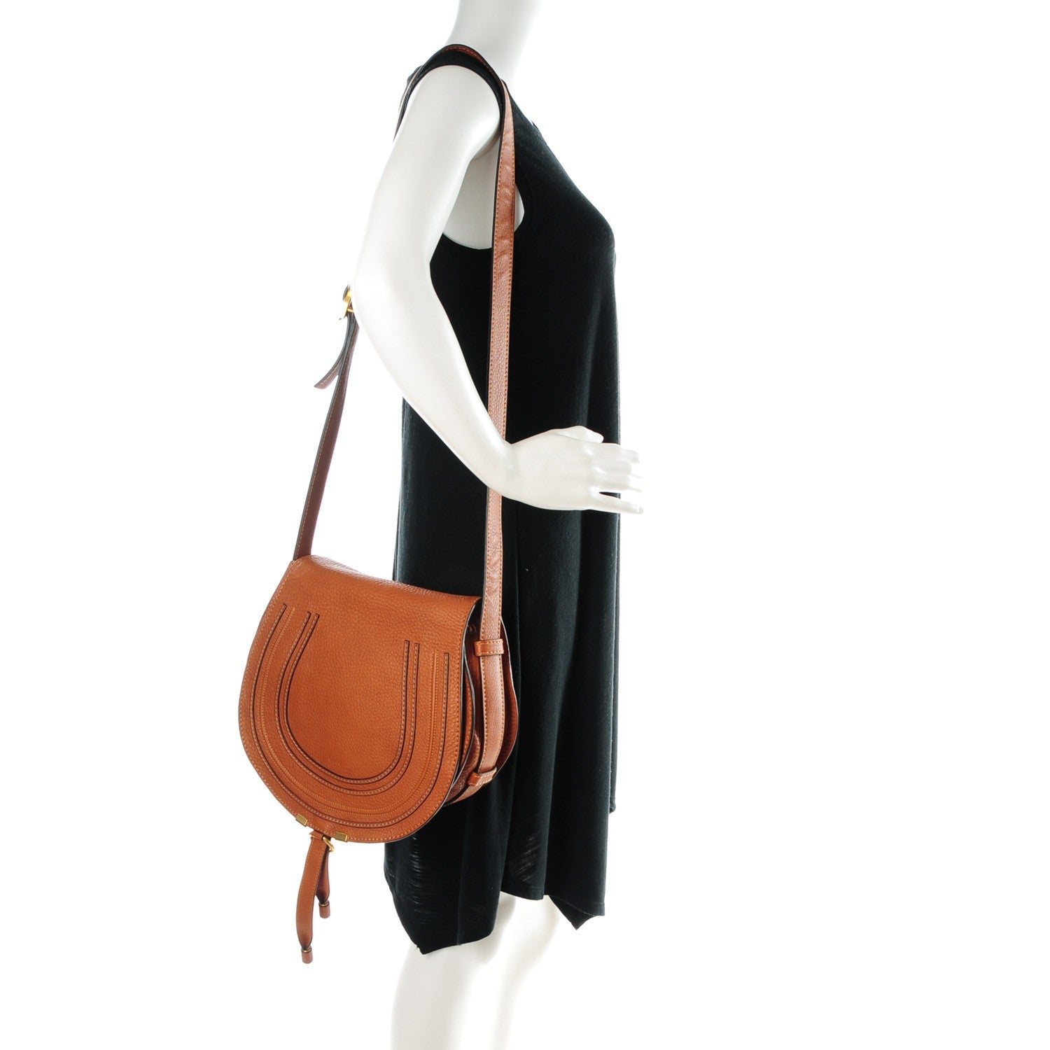 Chloe Calfskin Medium Marcie Round Crossbody Bag Tan 2 of 7