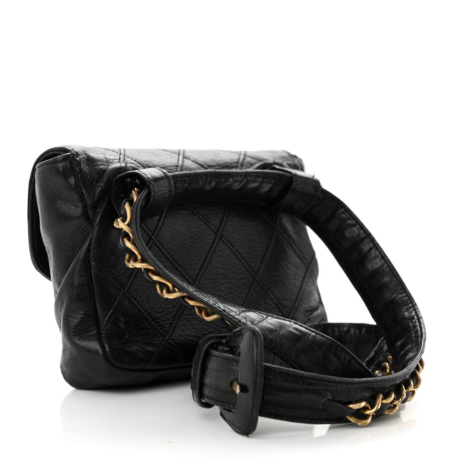 Chanel Calfskin Quilted Flap Waist Belt Bag Black 2 of 10