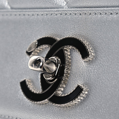 Chanel Metallic Sheepskin Chevron Quilted Medium Vintage Mademoiselle Flap Silver 13 of 17