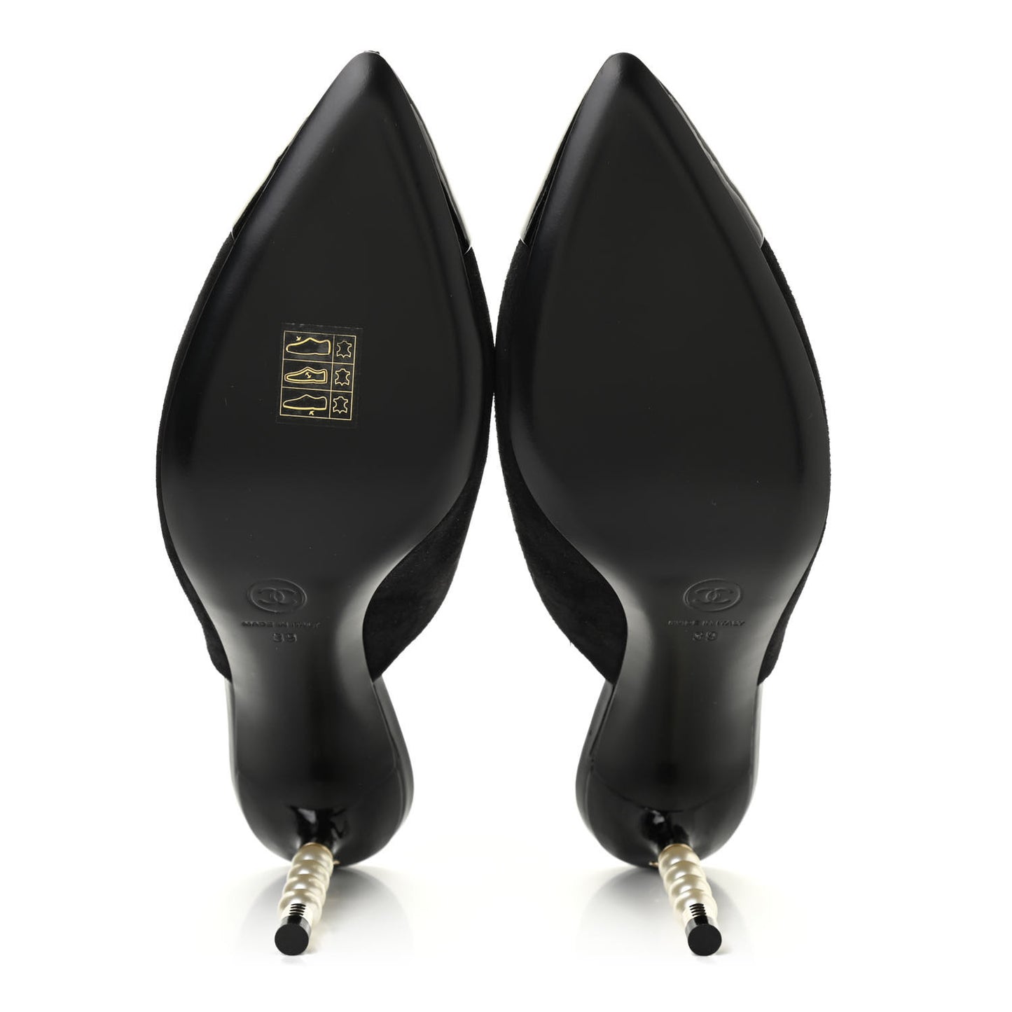 Suede Patent Calfskin Cap Toe Pearl Mule 39 Black