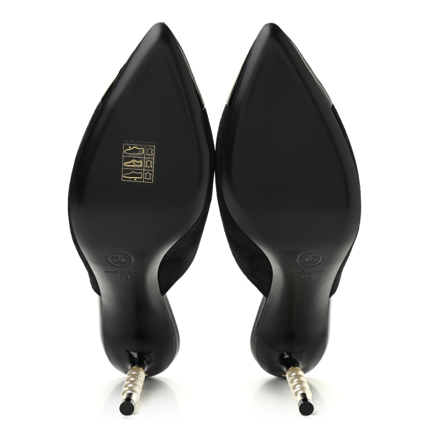Chanel Suede Patent Calfskin Cap Toe Pearl Mule 39 Black 5 of 8