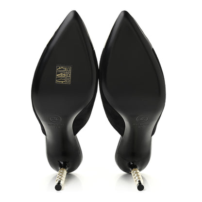 Chanel Suede Patent Calfskin Cap Toe Pearl Mule 39 Black 5 of 8