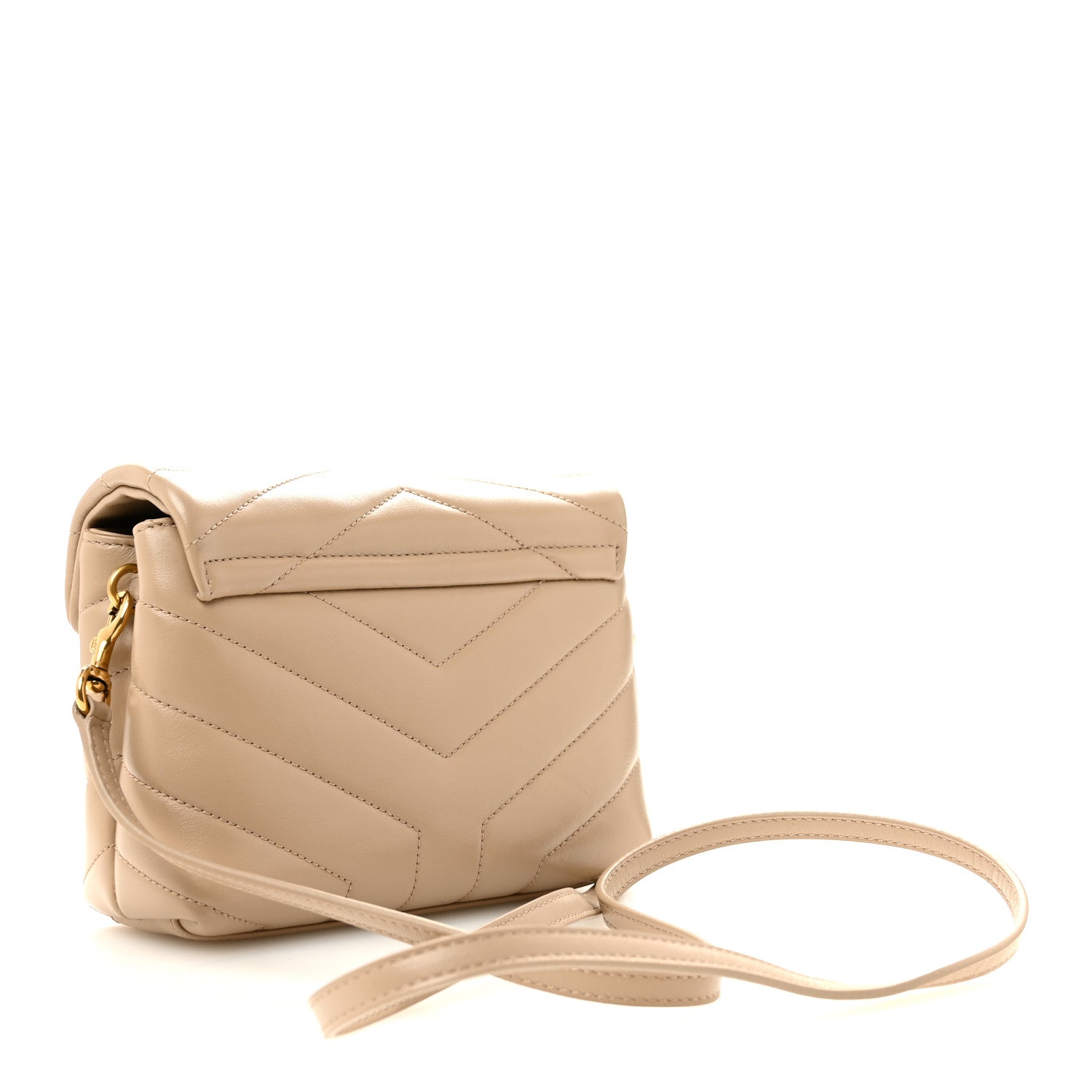 Saint Laurent Calfskin Y Quilted Monogram Toy Loulou Crossbody Bag Dark Beige 3 of 13