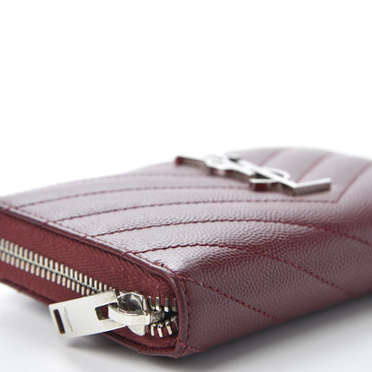 Saint Laurent Grain De Poudre Matelasse Chevron Monogram Zip Around Wallet Palissandre 5 of 8