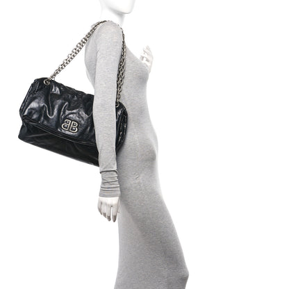 Balenciaga Arena Calfskin Medium Monaco Chain Shoulder Bag Black 2 of 10