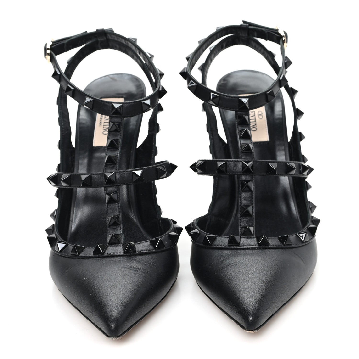 Valentino Garavani Calfskin Nappa Monochrome Rockstud Ankle Strap 100mm Pumps 40 Black 3 of 11