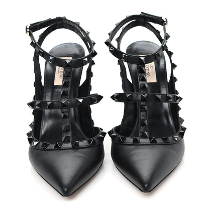 Valentino Garavani Calfskin Nappa Monochrome Rockstud Ankle Strap 100mm Pumps 40 Black 3 of 11