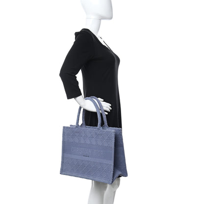 Christian Dior Embroidered Cannage Medium Book Tote Denim Blue 2 of 10