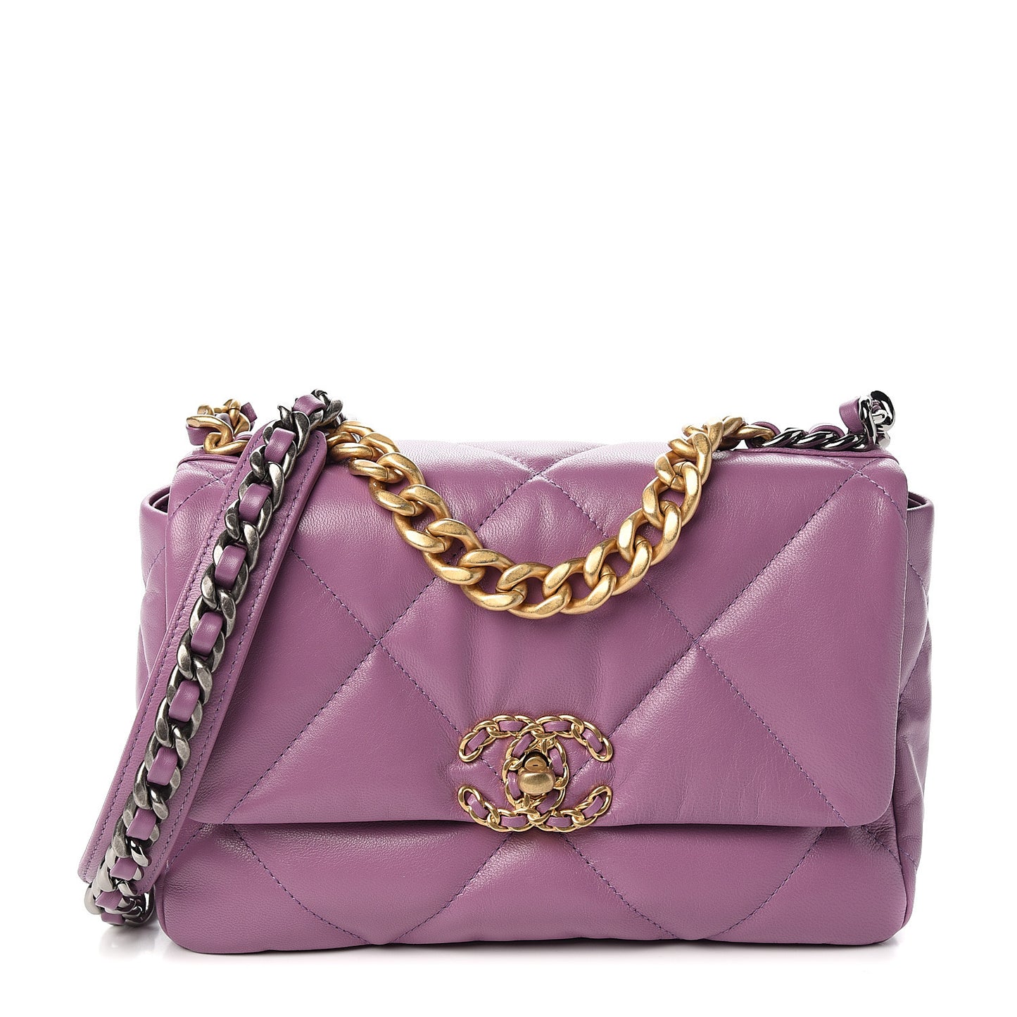 Goatskin Quilted Medium 19 Flap Violet Purple