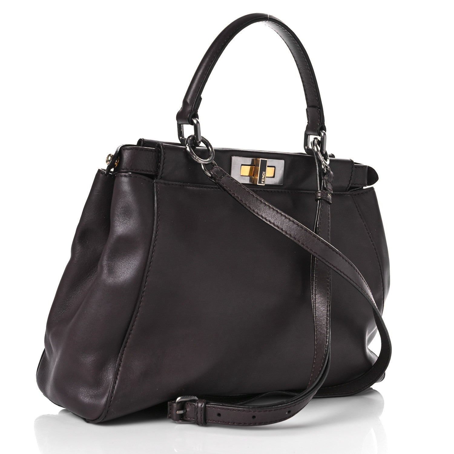 Fendi Vitello Suede Medium Peekaboo Iconic Satchel Ametista 3 of 10