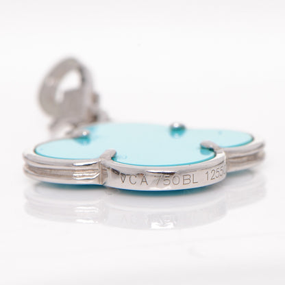 Van Cleef & Arpels 18K White Gold Turquoise Magic Alhambra Detachable Pendant 4 of 4