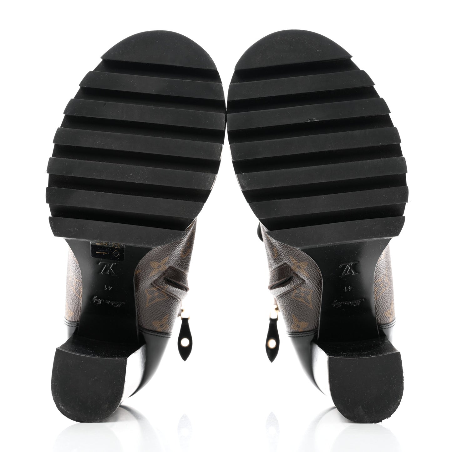 Patent Calfskin Monogram Star Trail Ankle Boots 41 Black