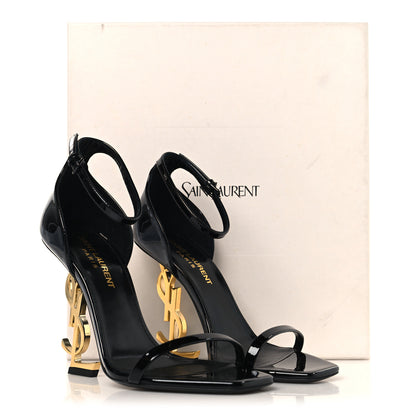Saint Laurent Patent Calfskin Opyum 110 Sandals 36 Black Gold 10 of 10