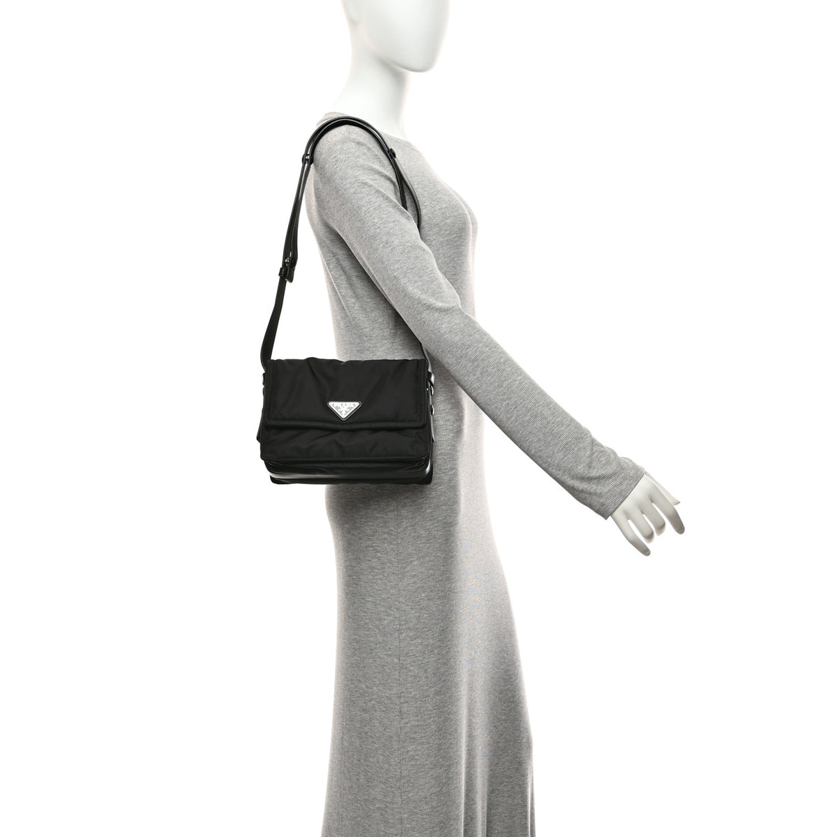 Prada Re-Nylon Vitello Padded Small Flap Shoulder Bag Black 2 of 11