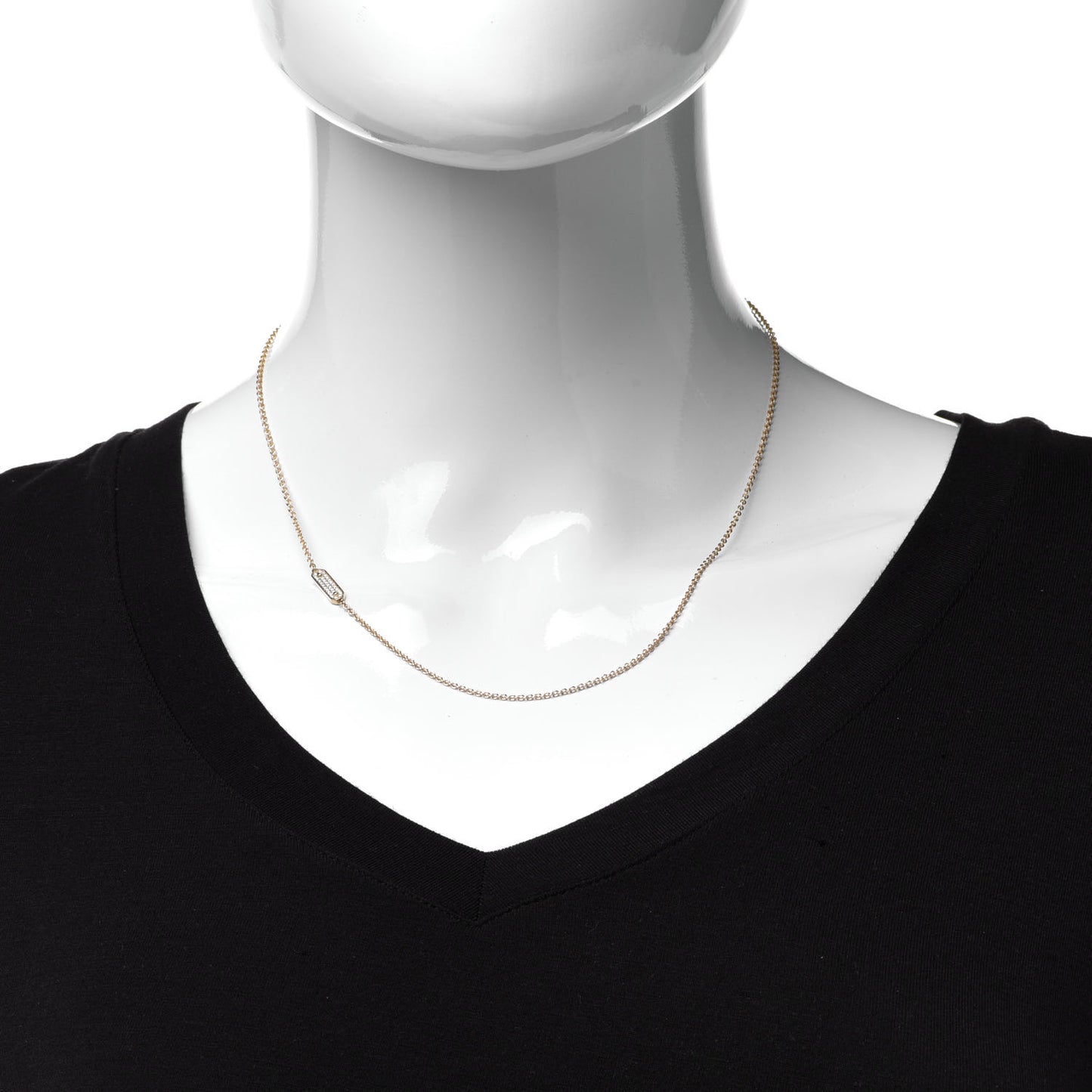 18K Yellow Gold Diamond Tag Chain Necklace
