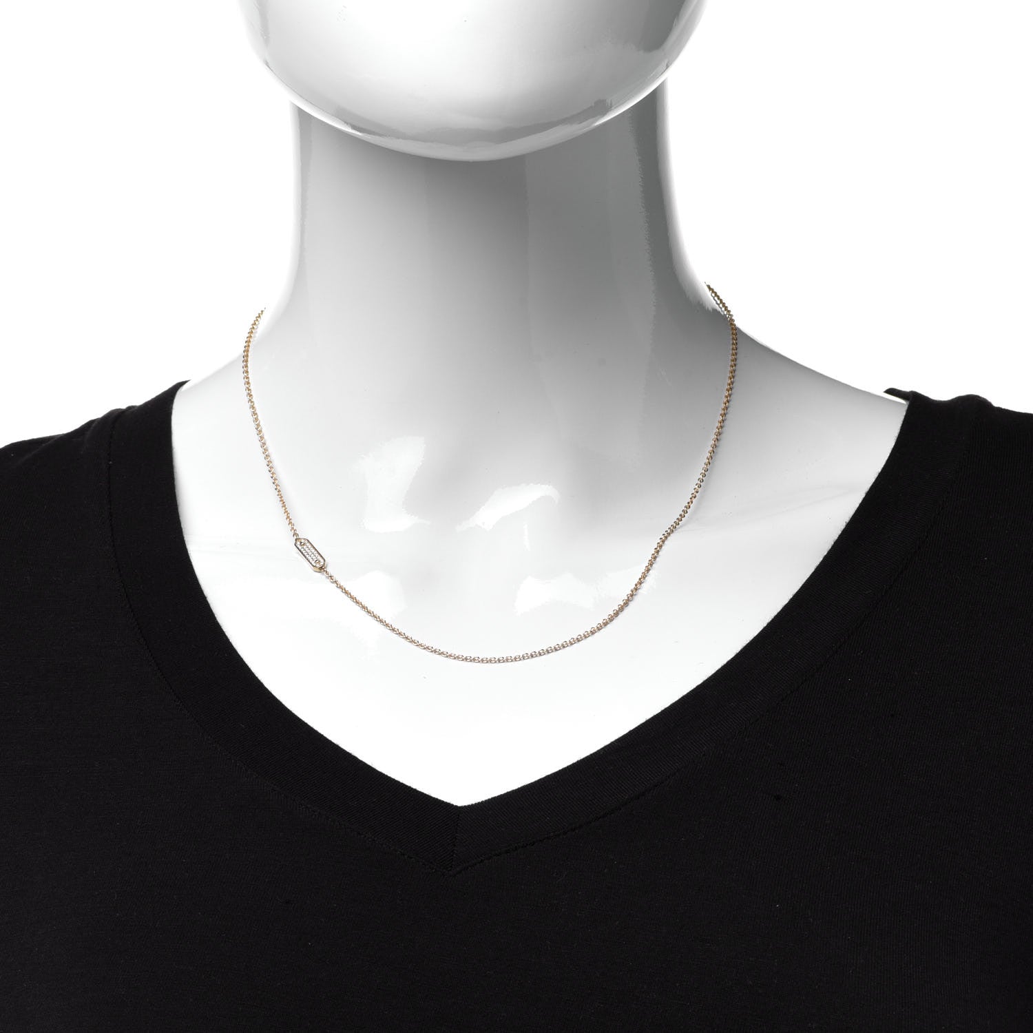Tiffany 18K Yellow Gold Diamond Tag Chain Necklace 2 of 6